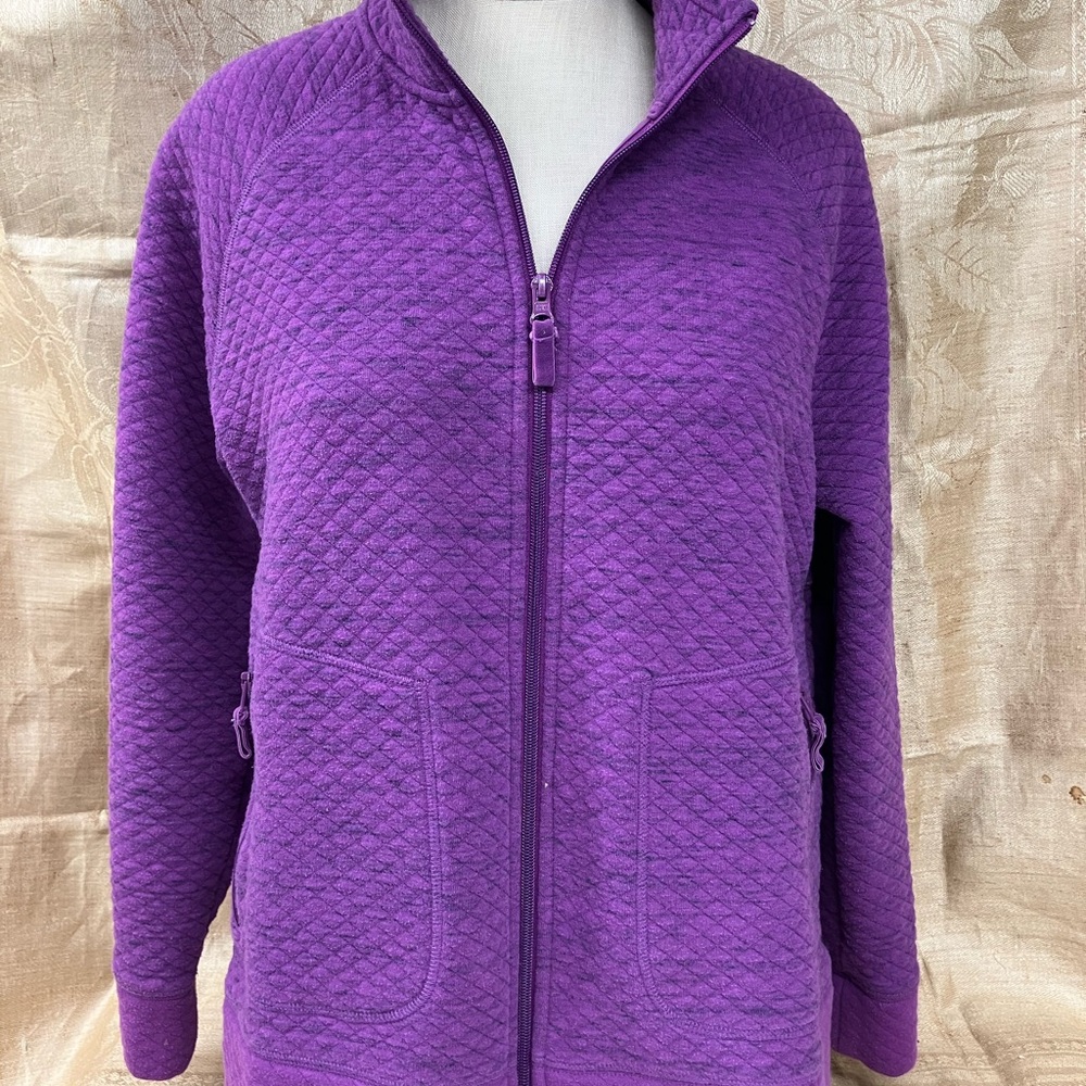 T by Talbots Purple Quilted Casual sweat jacket